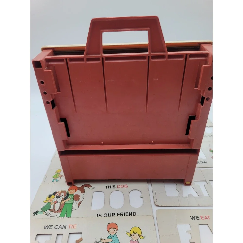 VTG 1972 Fisher-Price School Days Desk Magnetic Letters Numbers‎ Stencil Cards